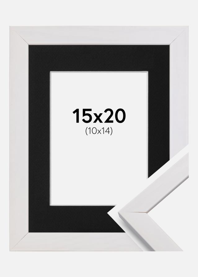 Ramme Stilren Hvid 15x20 cm - Passepartout Sort 11x15 cm