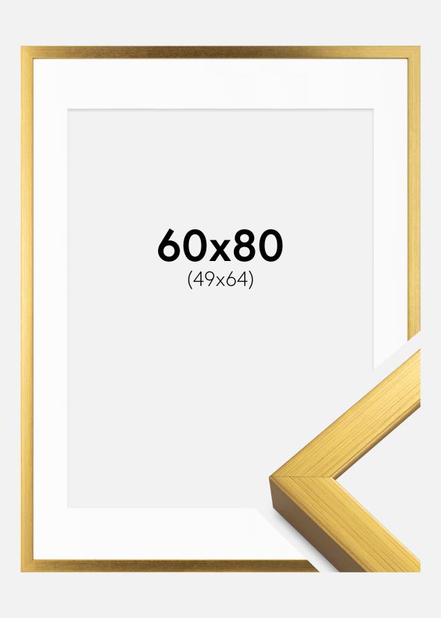 Ramme Falun Guld 60x80 cm - Passepartout Hvid 50x65 cm