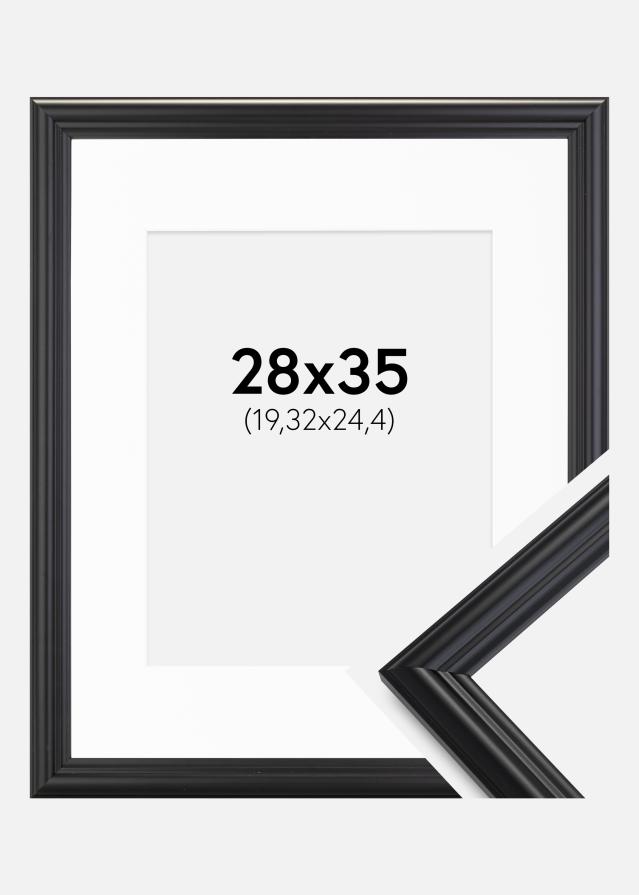 Ramme Siljan Sort 28x35 cm - Passepartout Hvid 8x10 inches