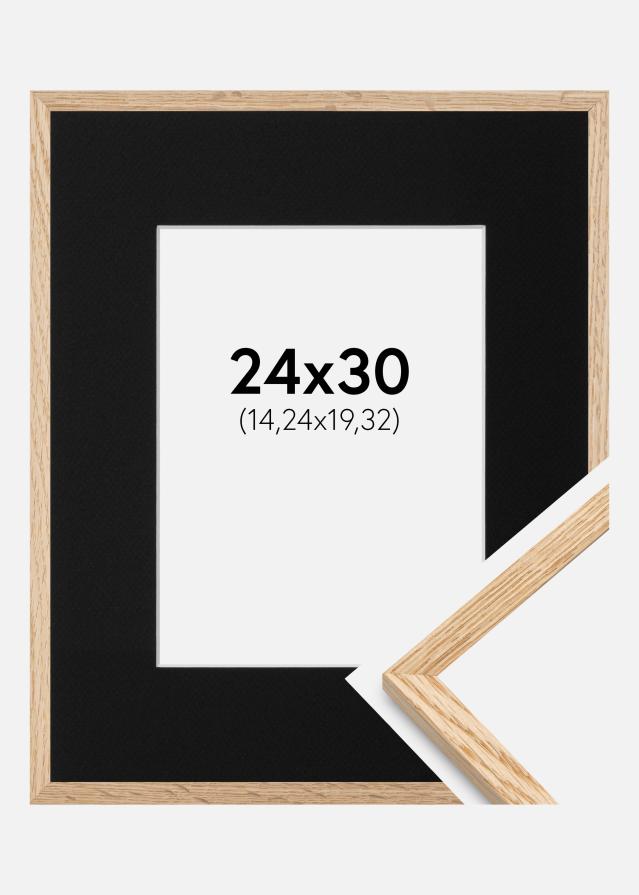Ramme Tynd Eg 24x30 cm - Passepartout Sort 6x8 inches