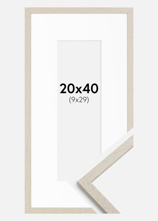 Ramme Edsbyn Sand 20x40 cm - Passepartout Hvid 10x30 cm
