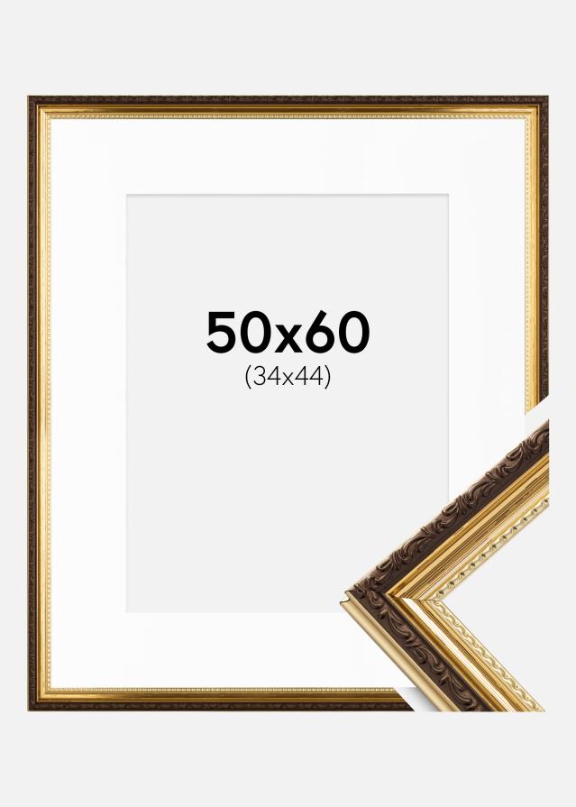 Ramme Abisko Guld 50x60 cm - Passepartout Hvid 35x45 cm