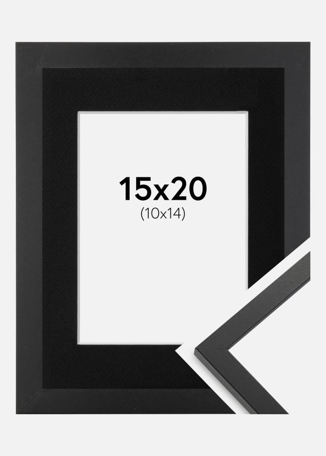 Ramme Trendy Sort 15x20 cm - Passepartout Sort 11x15 cm