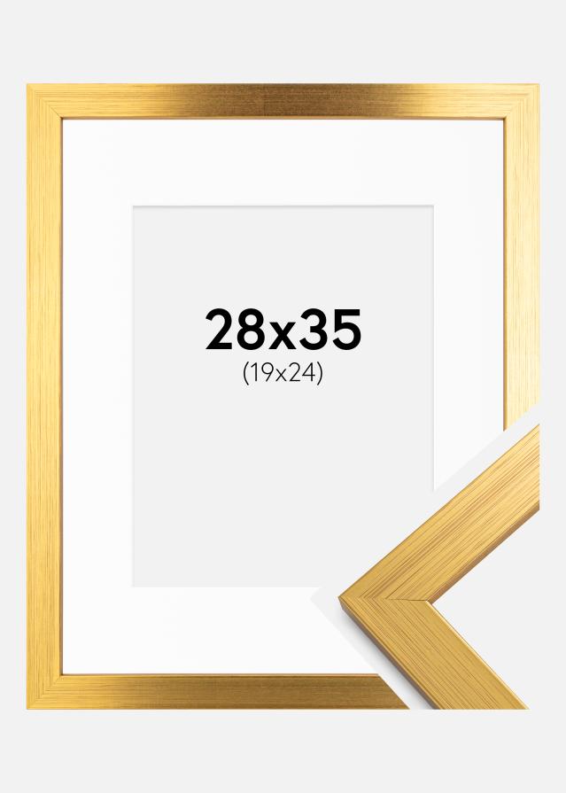 Ramme Gold Wood 28x35 cm - Passepartout Hvid 20x25 cm