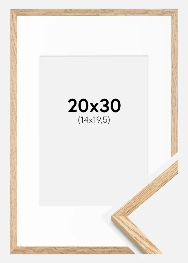 Ramme Tynd Eg 20x30 cm - Passepartout Hvid 15x21 cm (A5)
