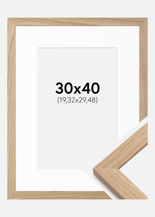 Ramme Oak Wood 30x40 cm - Passepartout Hvid 8x12 inches