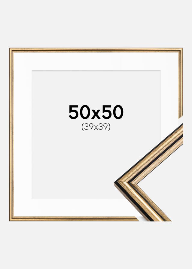 Ramme Horndal Guld 50x50 cm - Passepartout Hvid 40x40 cm