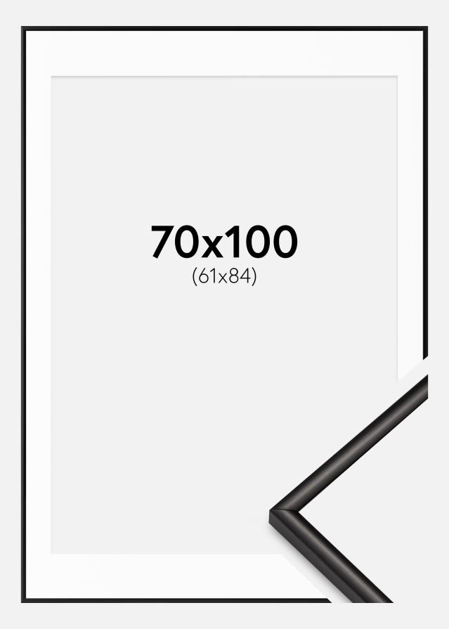 Ramme Scandi Matt Sort 70x100 cm - Passepartout Hvid 62x85 cm