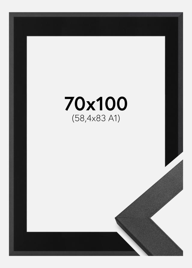 Ramme Graphite Wood 70x100 cm - Passepartout Sort 59,4x84 cm (A1)