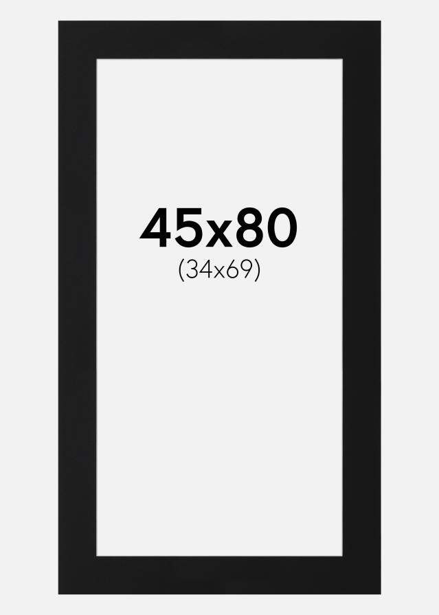 Passepartout Sort Standard (Hvid kerne) 45x80 cm (34x69)