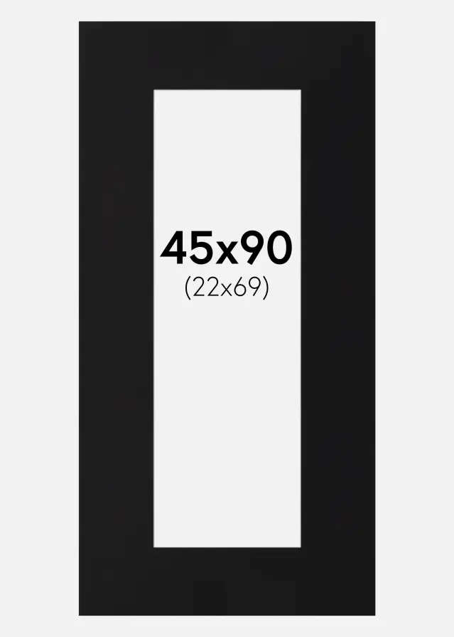 Passepartout Sort Standard (Hvid kerne) 45x90 cm (22x69)