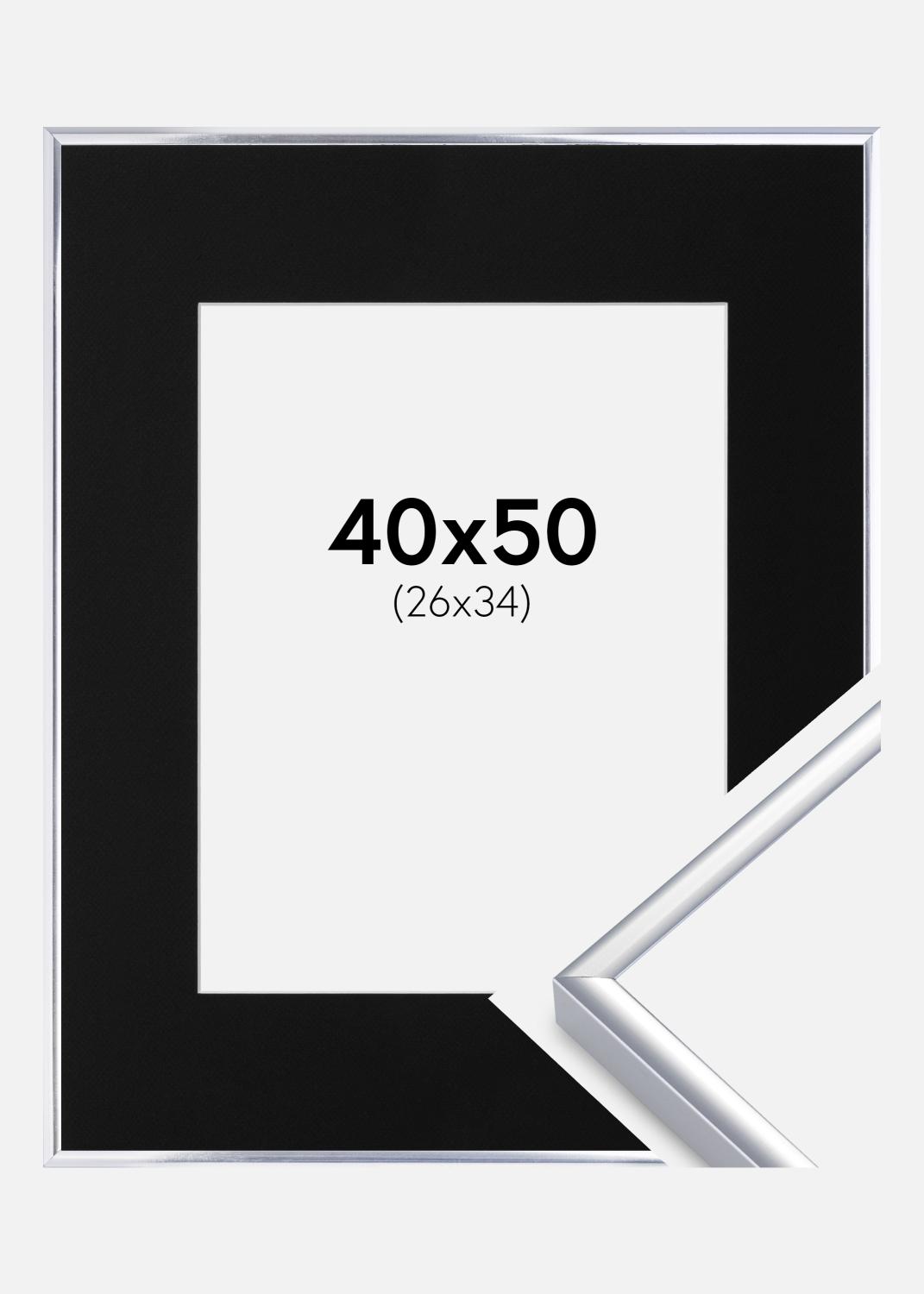 Product Image for Ramme Aluminium Blank Sølv 40x50 cm - Passepartout Sort 27x35 cm