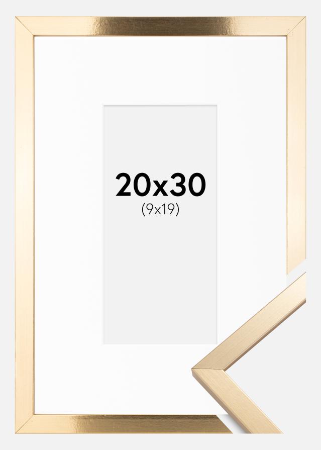 Ramme Trendy Guld 20x30 cm - Passepartout Hvid 10x20 cm