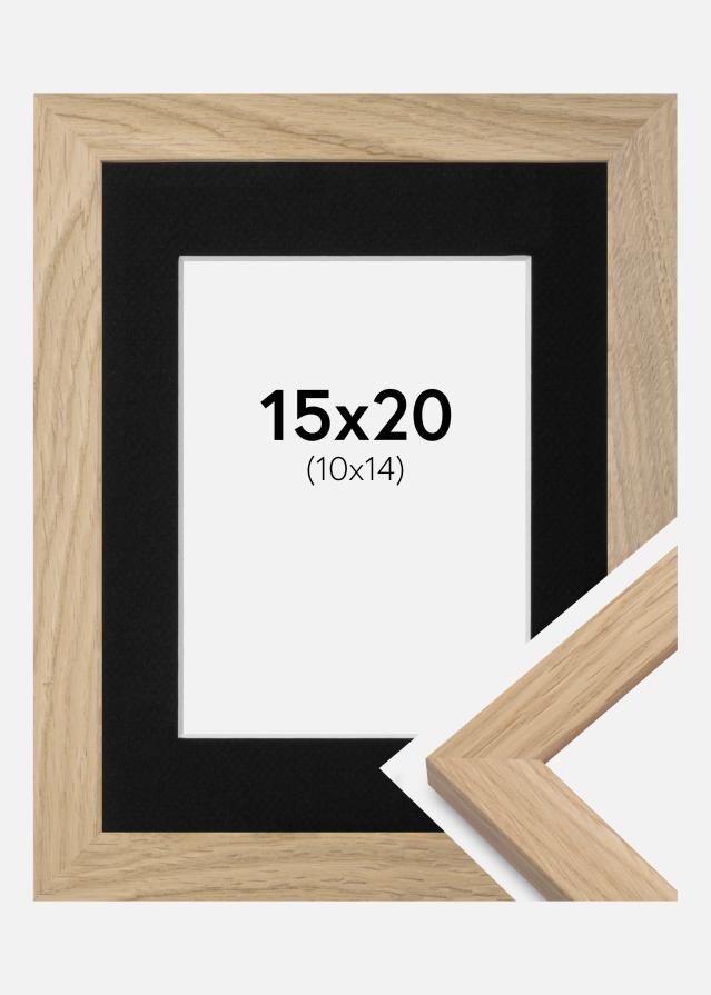 Ramme Oak Wood 15x20 cm - Passepartout Sort 11x15 cm