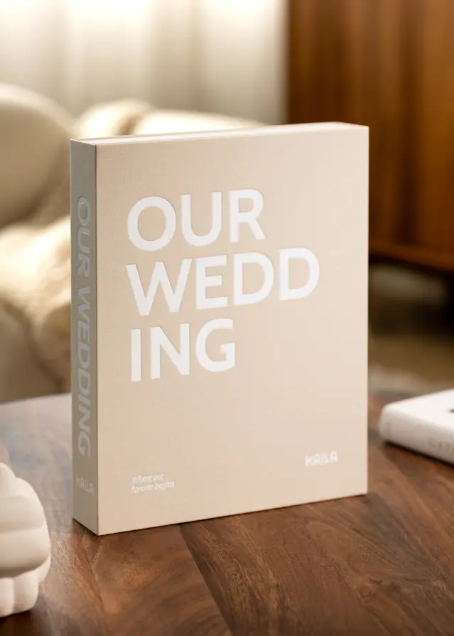 KAILA OUR WEDDING Creme - Coffee Table Photo Album (60 Sorte Sidor)