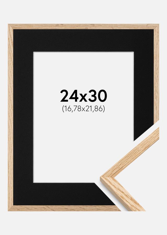 Ramme Tynd Eg 24x30 cm - Passepartout Sort 7x9 inches