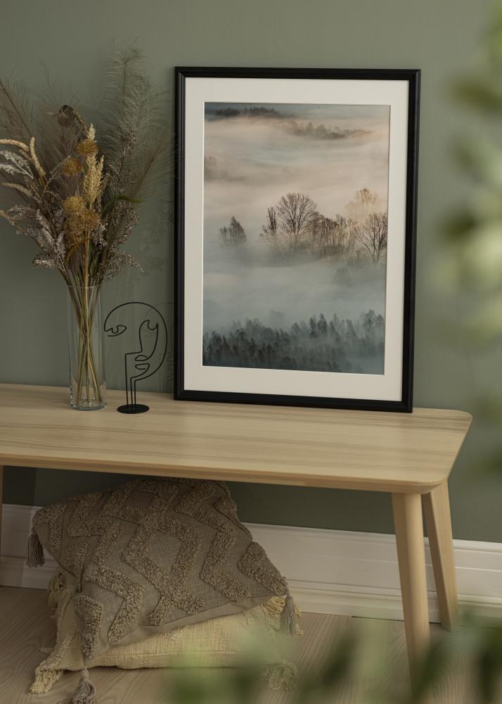 Ramme Siljan Sort 35x50 cm - Passepartout Hvid 25x35 cm
