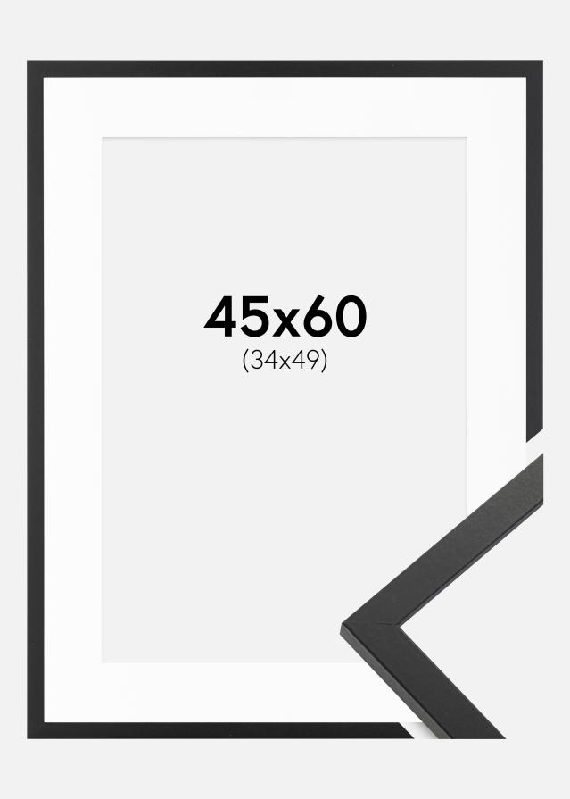 Ramme Trendy Sort 45x60 cm - Passepartout Hvid 35x50 cm
