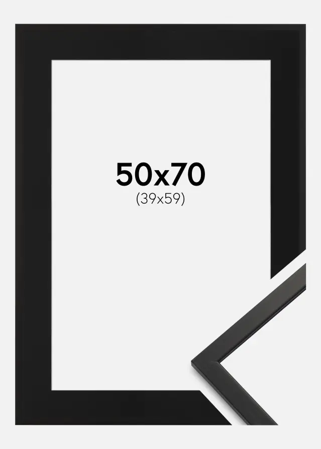 Ramme Edsbyn Sort 50x70 cm - Passepartout Sort 40x60 cm