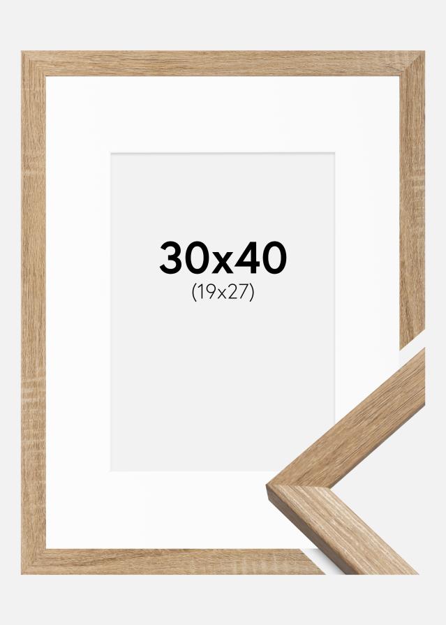 Ramme Fiorito Lys Eg 30x40 cm - Passepartout Hvid 20x28 cm