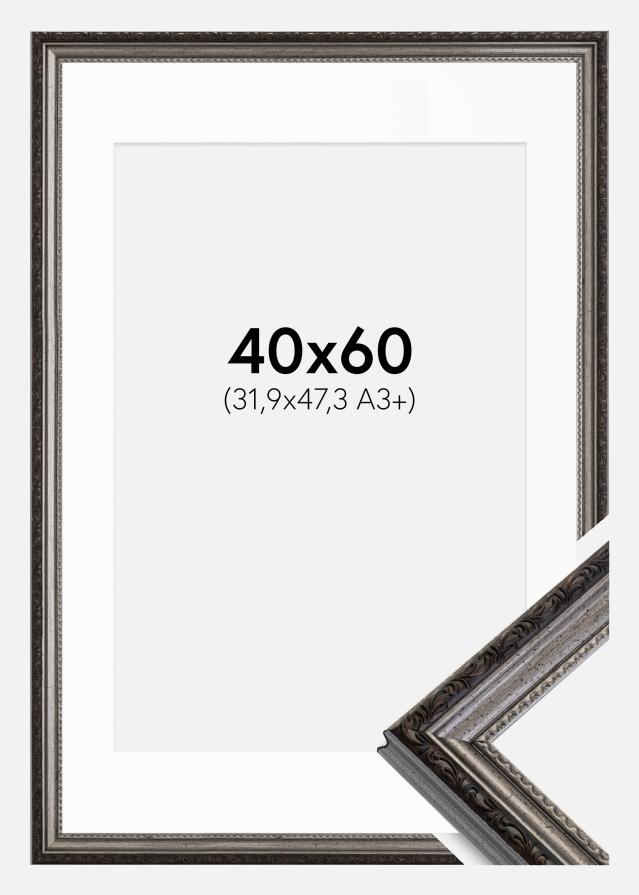 Ramme Abisko Sølv 40x60 cm - Passepartout Hvid 32,9x48,3 cm (A3+)