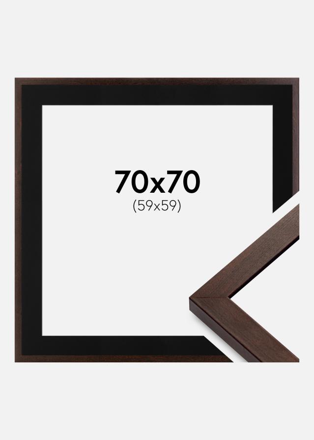 Ramme Selection Valnød 70x70 cm - Passepartout Sort 60x60 cm
