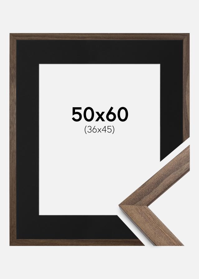 Ramme Stilren Valnød 50x60 cm - Passepartout Sort 37x46 cm