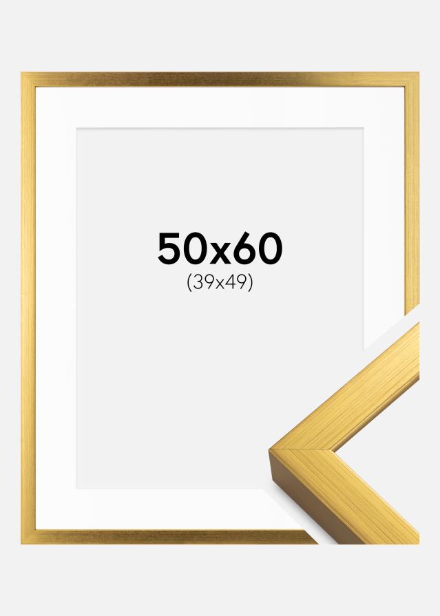 Ramme Falun Guld 50x60 cm - Passepartout Hvid 40x50 cm