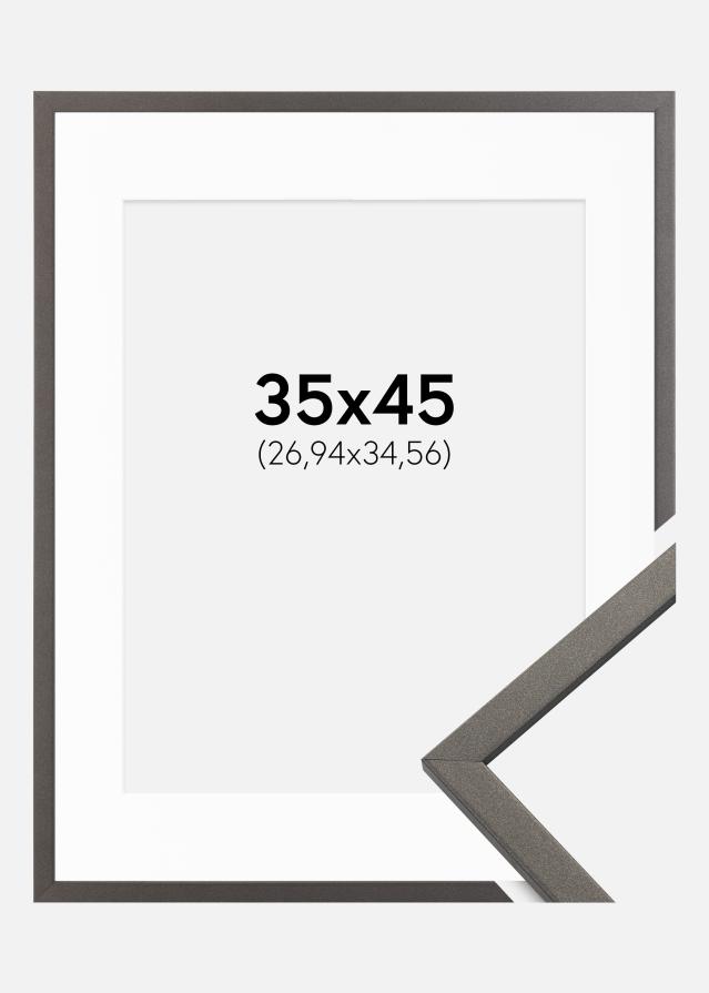 Ramme Edsbyn Grafit 35x45 cm - Passepartout Hvid 11x14 inches