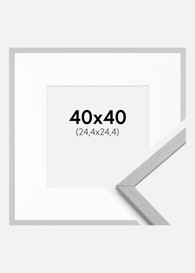 Ramme Edsbyn Grey 40x40 cm - Passepartout Hvid 10x10 inches
