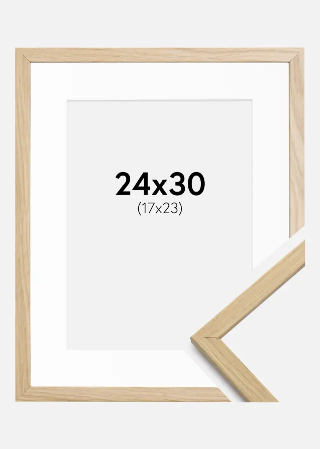 Ramme Edsbyn Eg 24x30 cm - Passepartout Hvid 18x24 cm