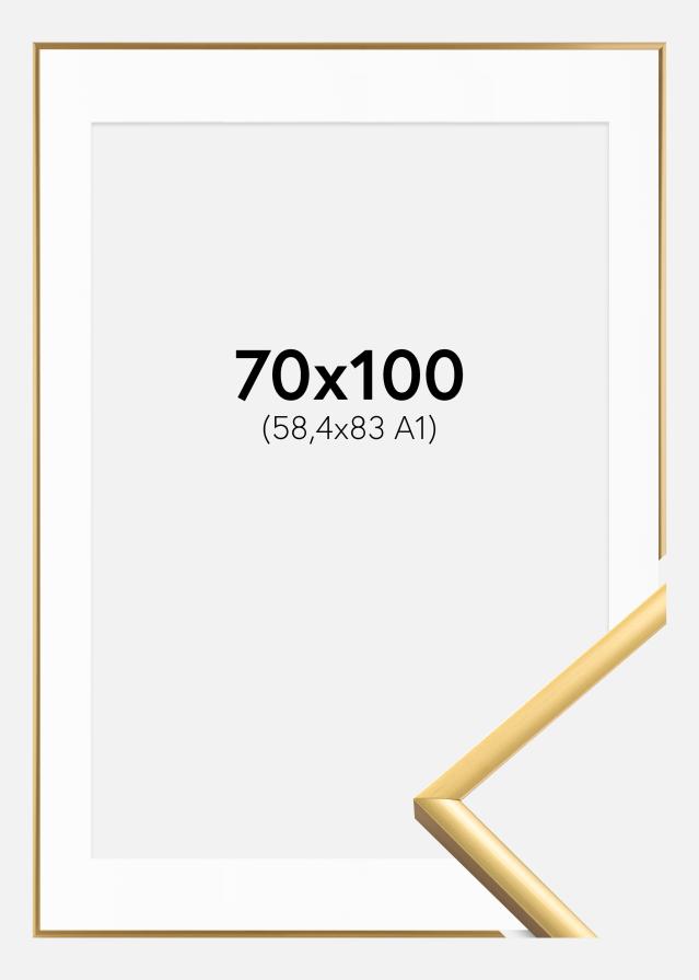 Ramme New Lifestyle Shiny Gold 70x100 cm - Passepartout Hvid 59,4x84 cm (A1)