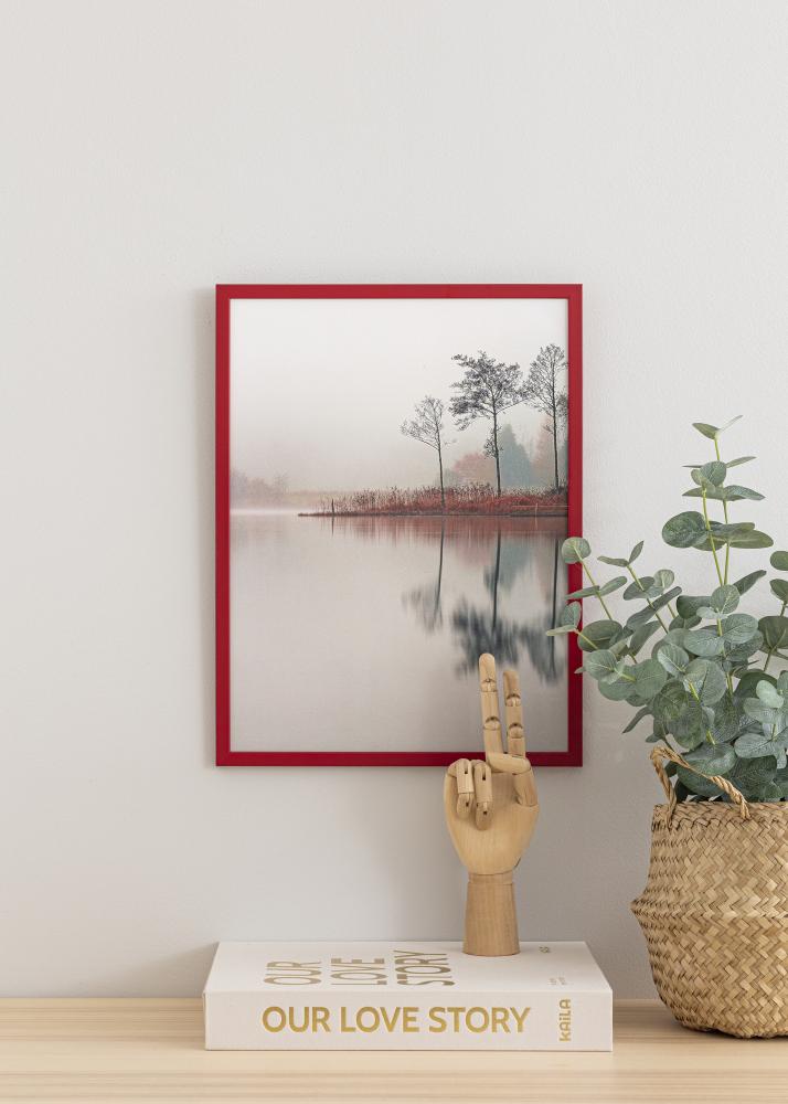 Ramme Edsbyn Rød 40x40 cm - Passepartout Sort 25x25 cm