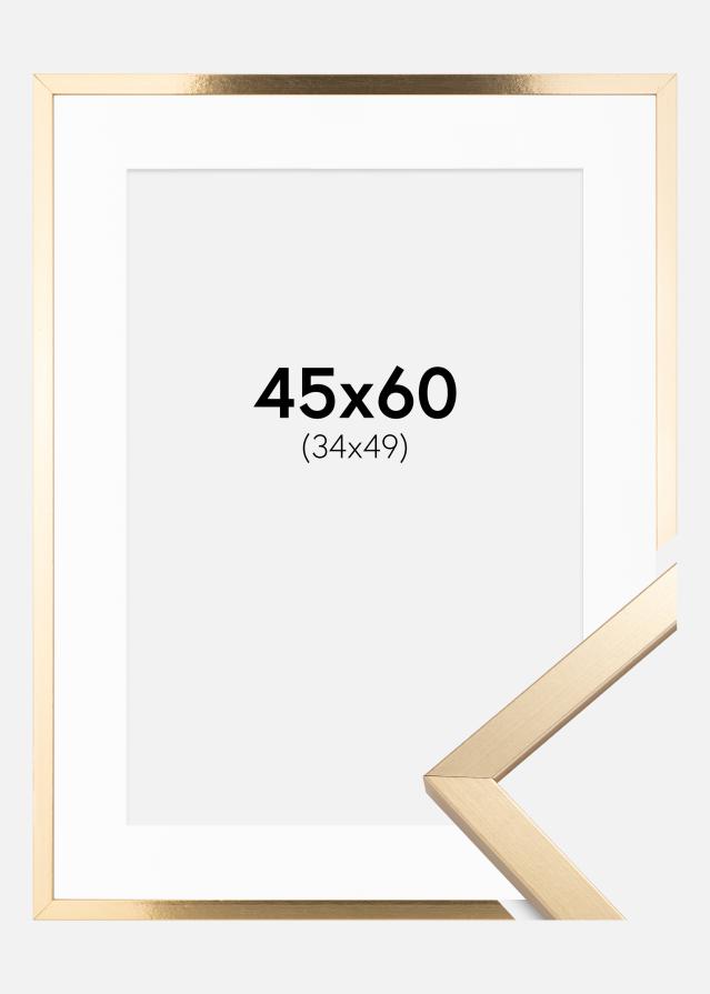 Ramme Trendy Guld 45x60 cm - Passepartout Hvid 35x50 cm