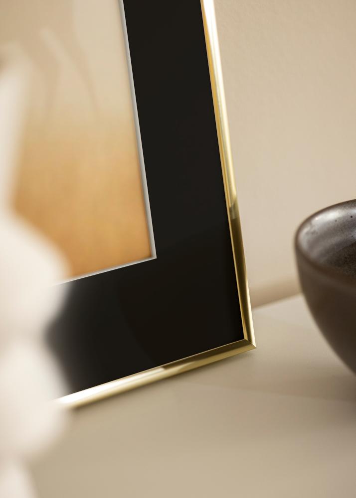 Ramme Visby Blank Guld 30x40 cm - Passepartout Sort 8x12 inches