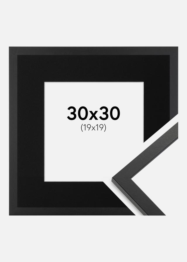 Ramme Trendy Sort 30x30 cm - Passepartout Sort 20x20 cm