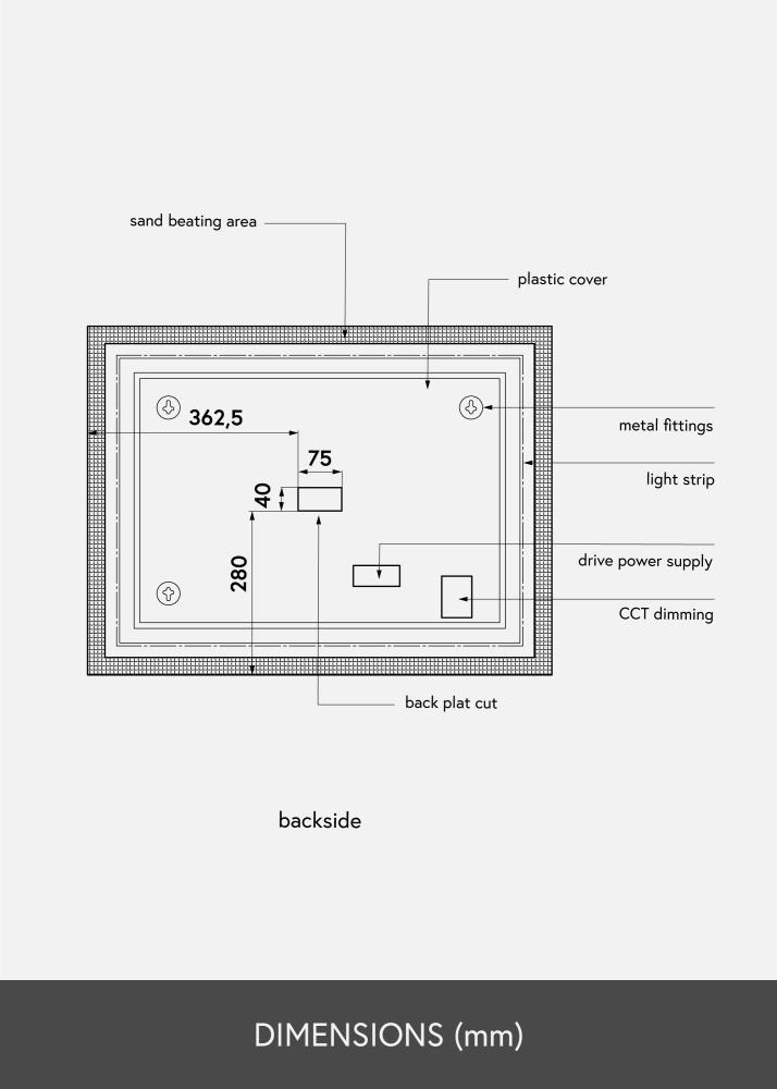 KAILA Spejl Rectangle II LED 60x80 cm