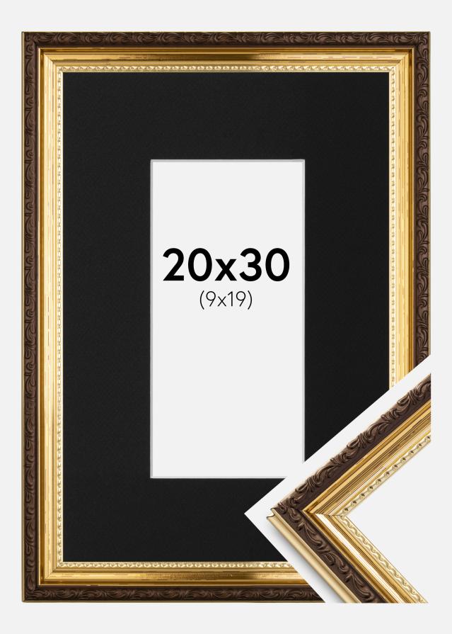 Ramme Abisko Guld 20x30 cm - Passepartout Sort 10x20 cm