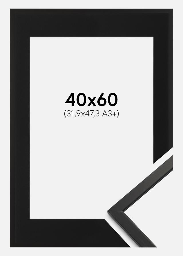 Ramme Edsbyn Sort 40x60 cm - Passepartout Sort 32,9x48,3 cm