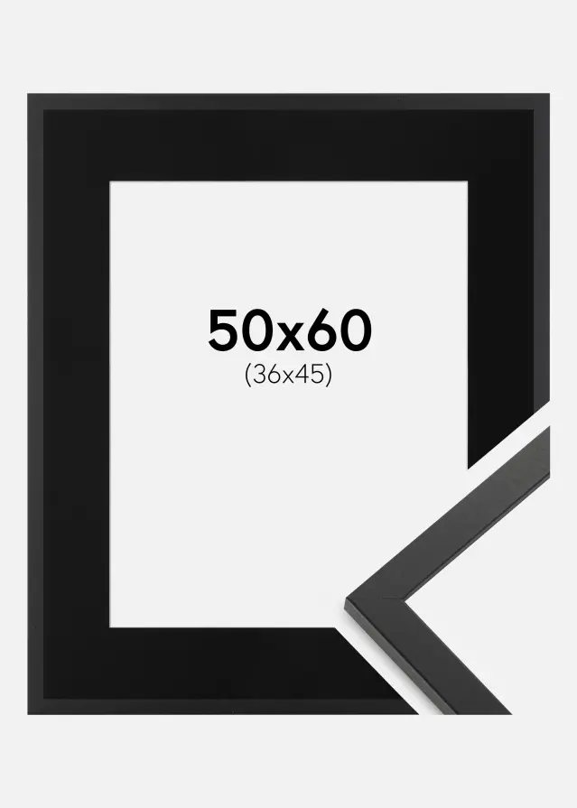 Ramme Trendy Sort 50x60 cm - Passepartout Sort 37x46 cm