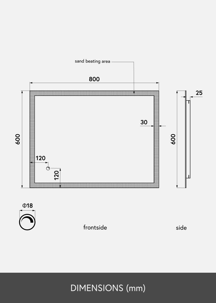 KAILA Spejl Rectangle II LED 60x80 cm