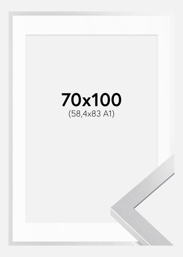 Ramme Selection Sølv 70x100 cm - Passepartout Hvid 59,4x84 cm (A1)