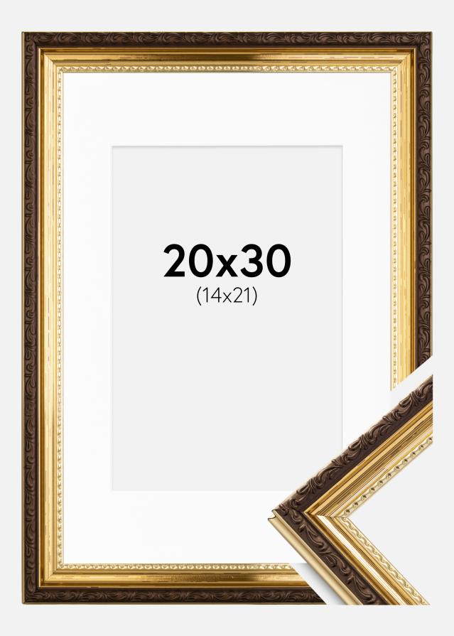 Ramme Abisko Guld 20x30 cm - Passepartout Hvid 15x22 cm