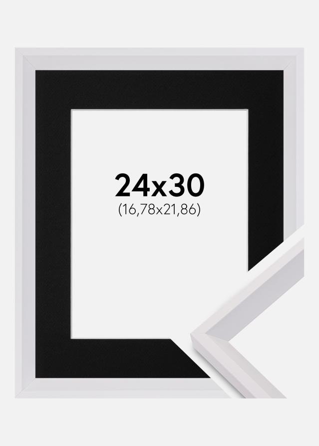 Ramme Globe Hvid 24x30 cm - Passepartout Sort 7x9 inches