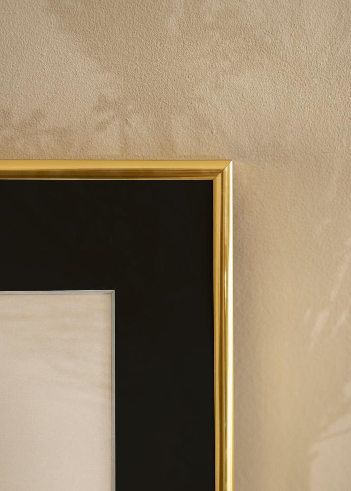 Ramme Visby Blank Guld 30x40 cm - Passepartout Sort 8x12 inches