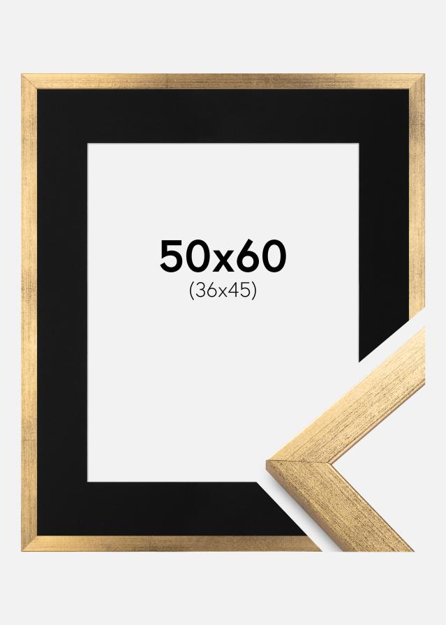 Ramme Stilren Guld 50x60 cm - Passepartout Sort 37x46 cm