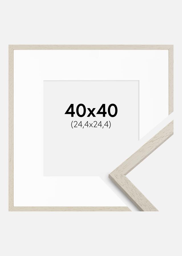 Ramme Edsbyn Sand 40x40 cm - Passepartout Hvid 10x10 inches
