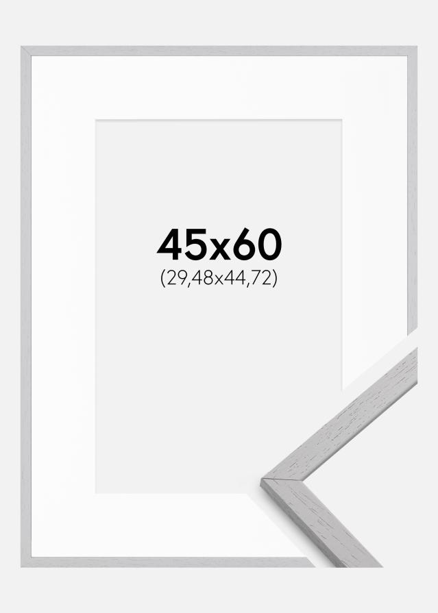Ramme Edsbyn Grey 45x60 cm - Passepartout Hvid 12x18 inches