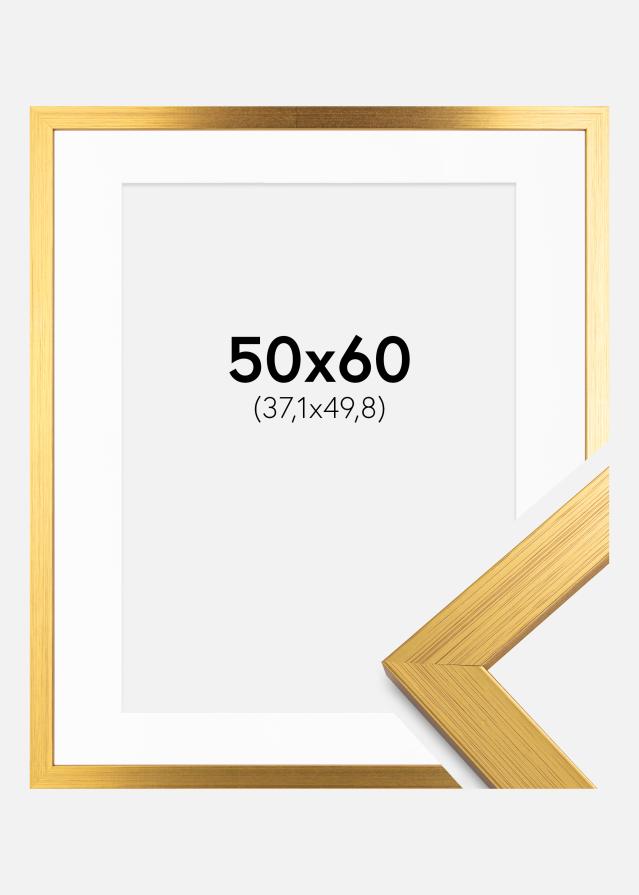 Ramme Gold Wood 50x60 cm - Passepartout Hvid 15x20 inches