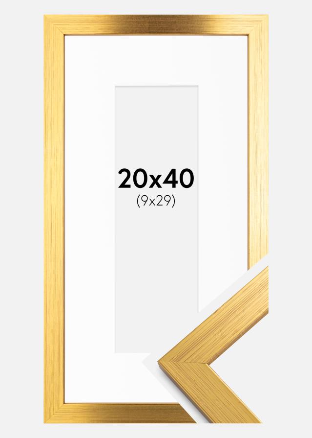 Ramme Gold Wood 20x40 cm - Passepartout Hvid 10x30 cm
